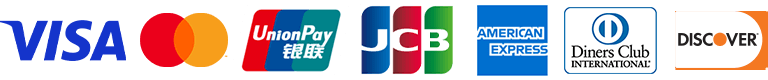 VISA、Mastercard、UnionPay（銀聯カード）、JCB、American Express、Diners Club、Discover